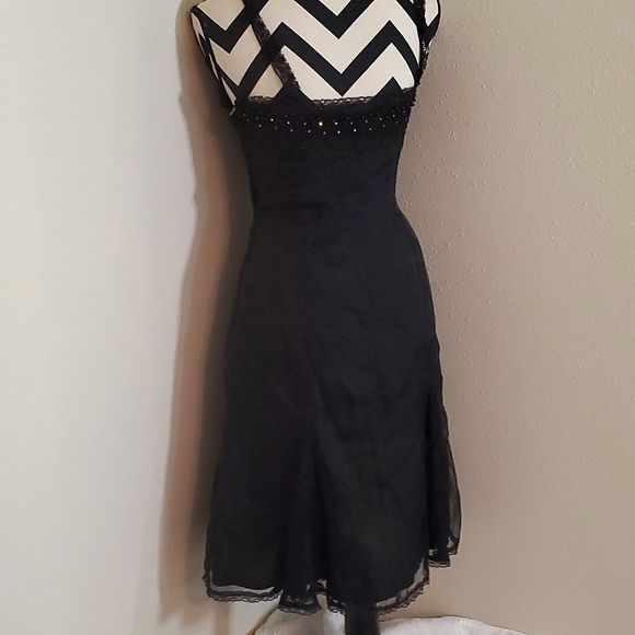 Vintage Betsey Johnson Beaded Tulle mermaid hem black dress 4 - Picture 7 of 9